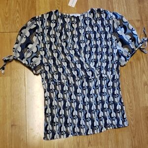 NWT dressbarn surplice printed crinkle top XL